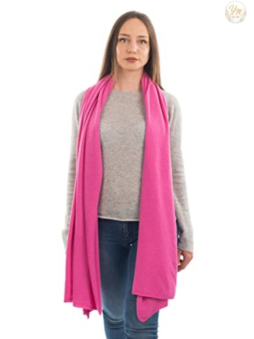 Wool Cashmere Blend Stole Wrap Shawl One Size 24x73 Italy Made Travel Scarf